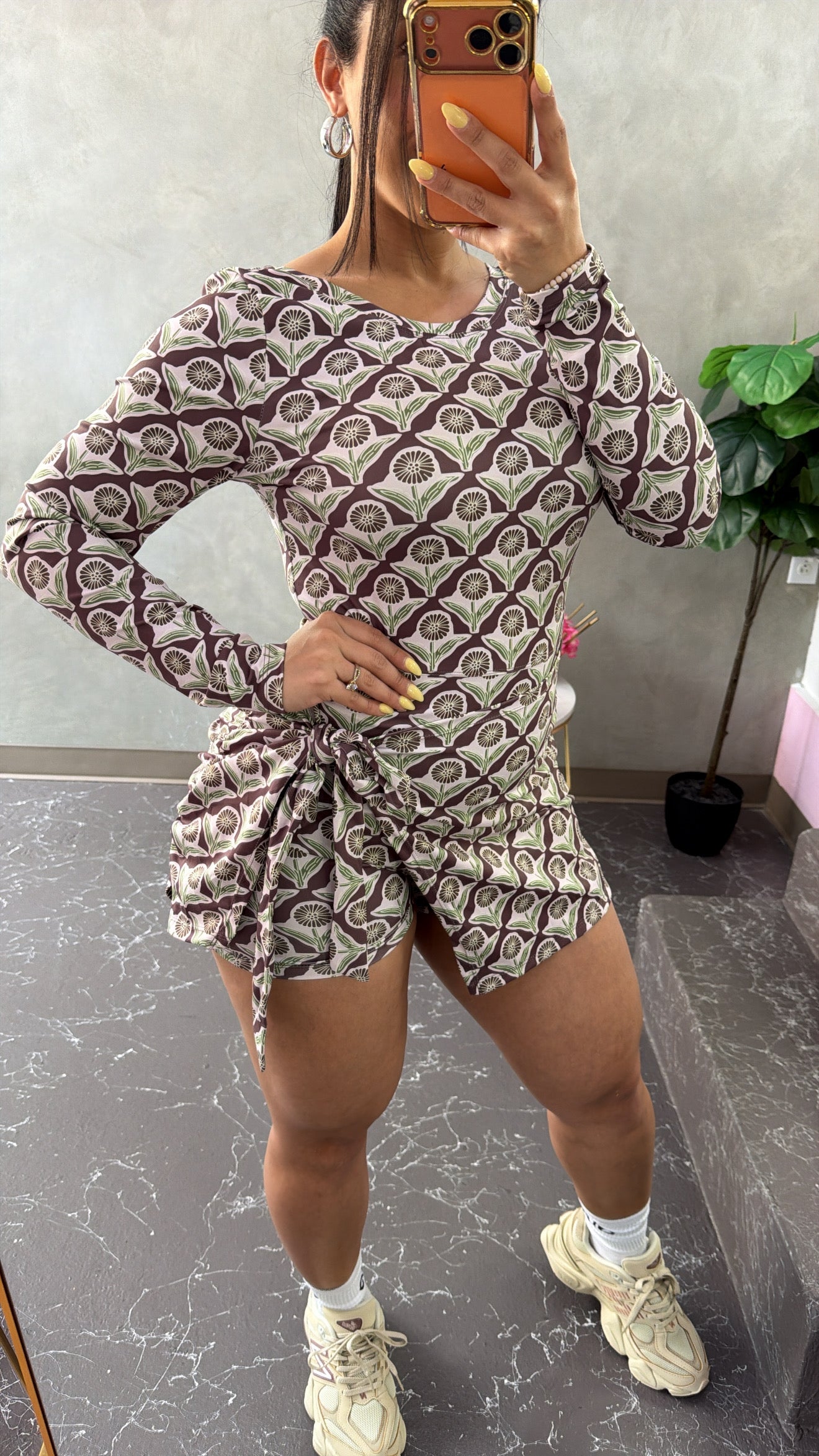 Brown Bloom Romper