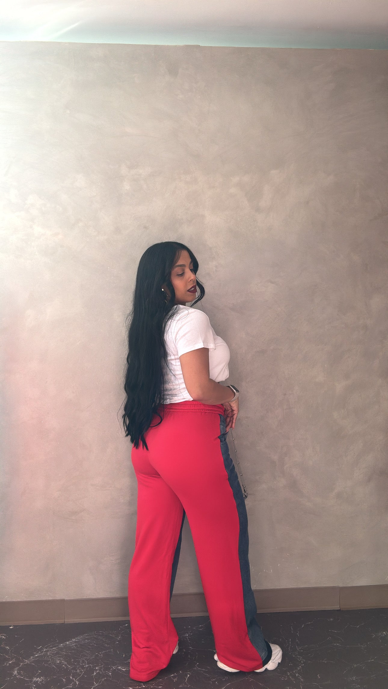 Red & Denim Jogger Pant