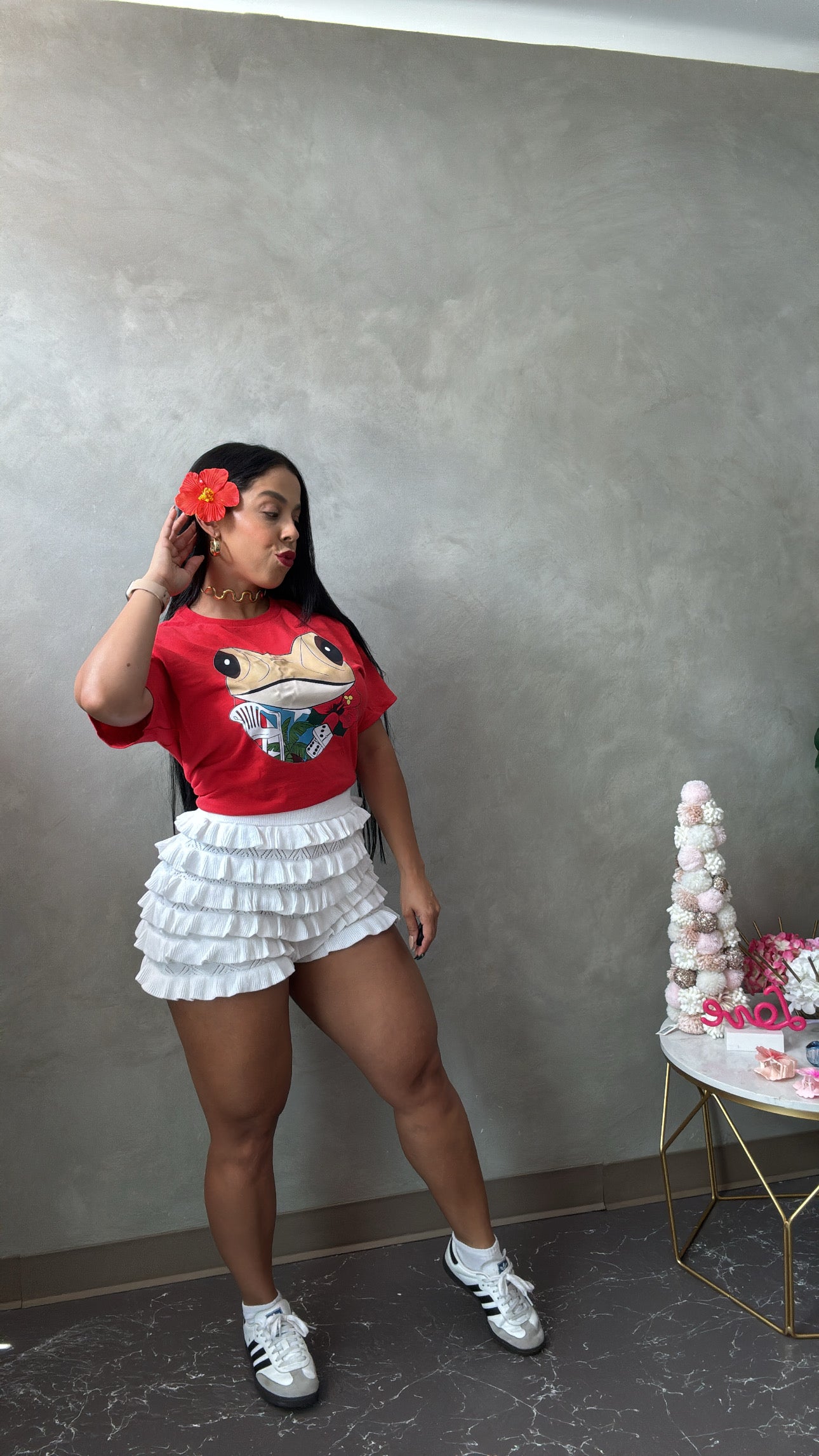 White Ruffle Short