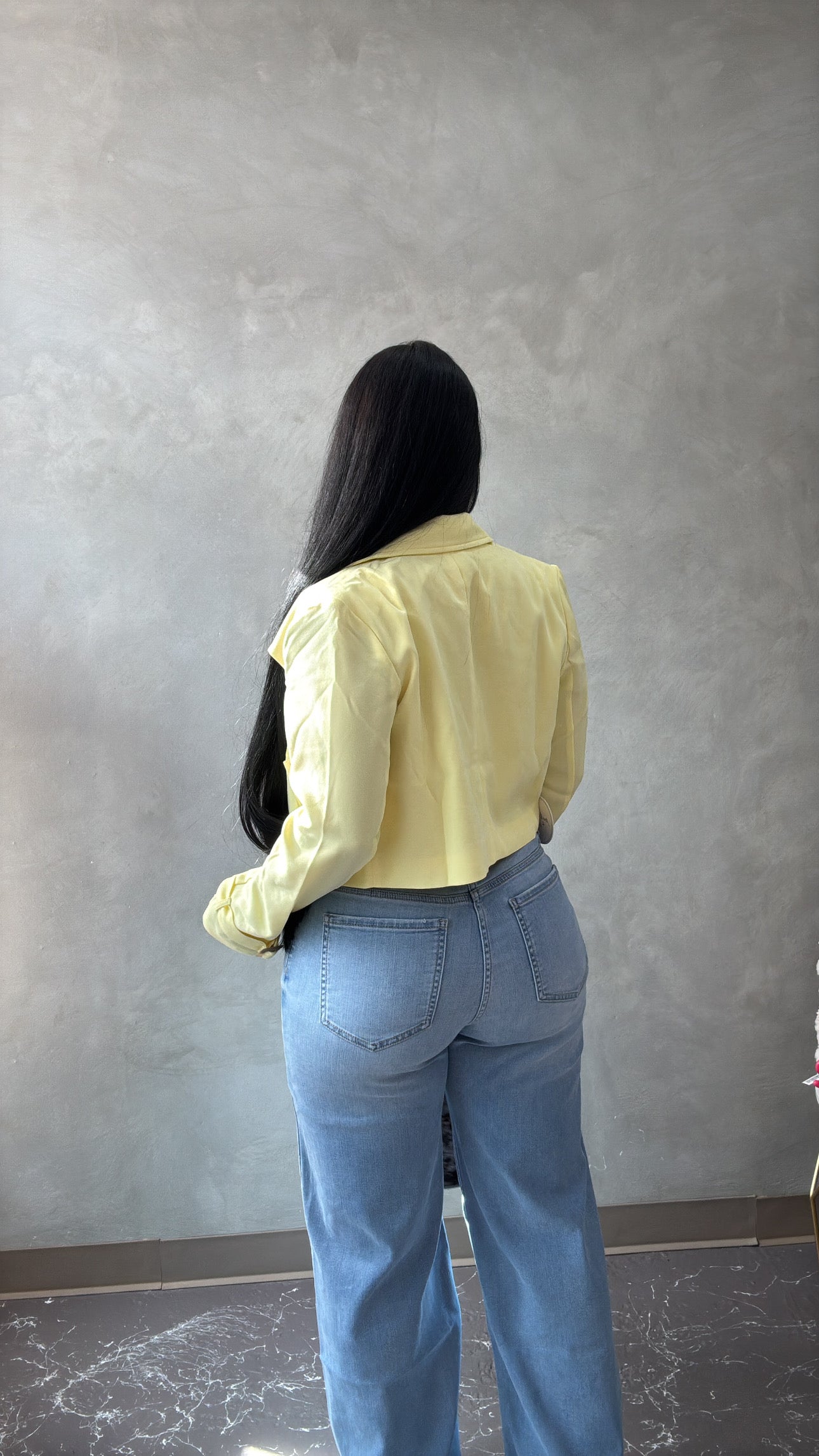 Yellow crop blazer