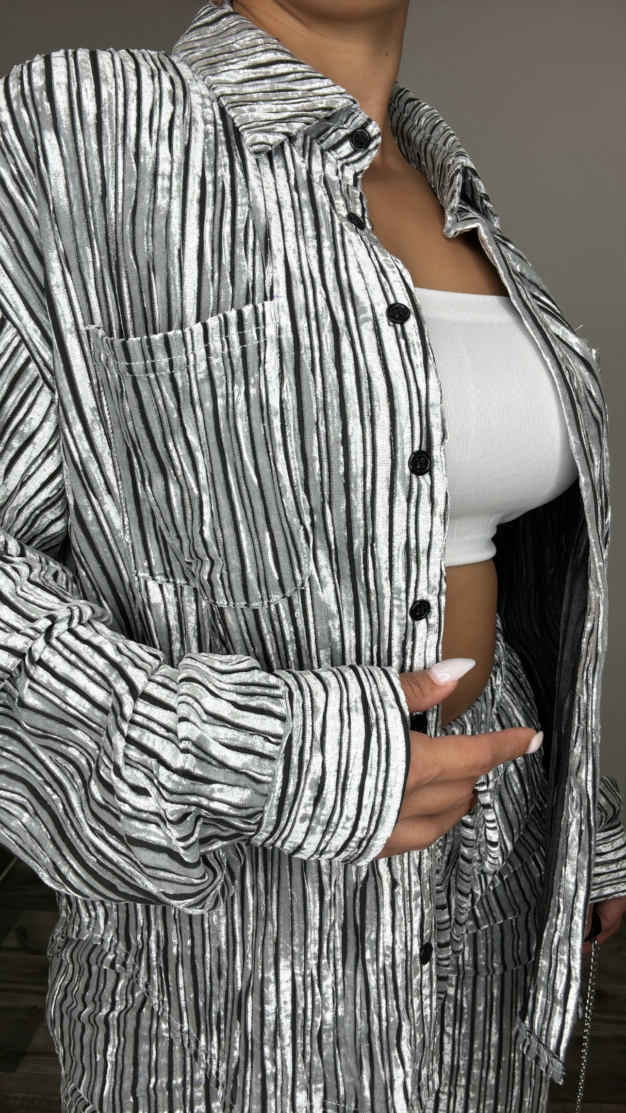 Black & Silver Blouse Set