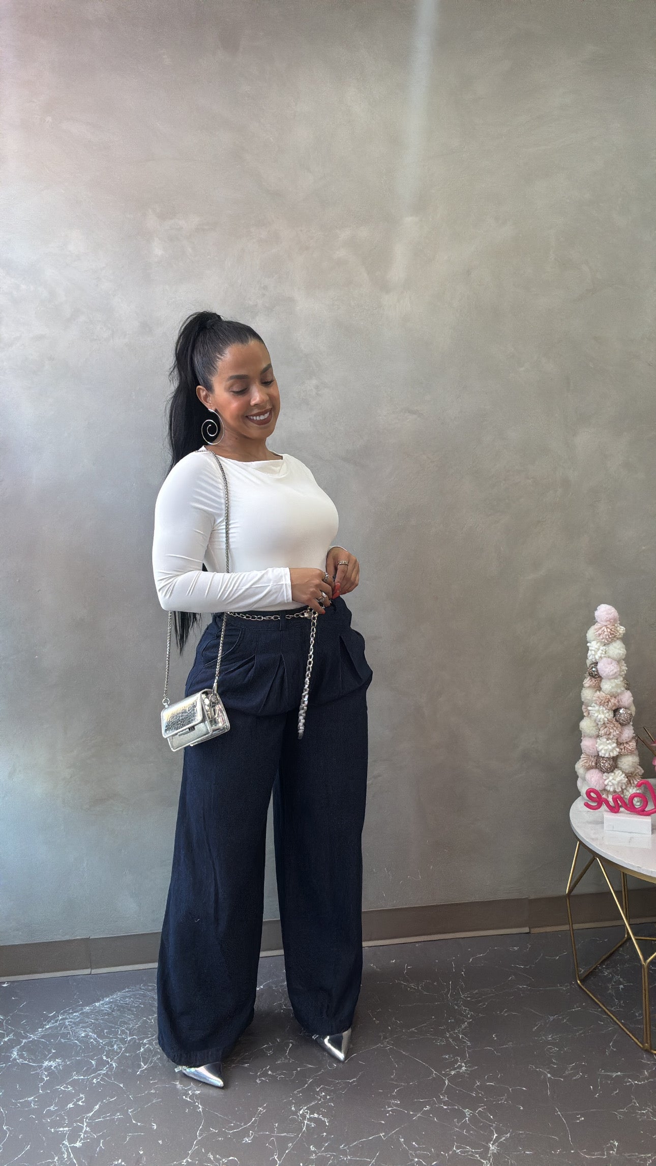 Denim trouser palazzo (Exclusive)