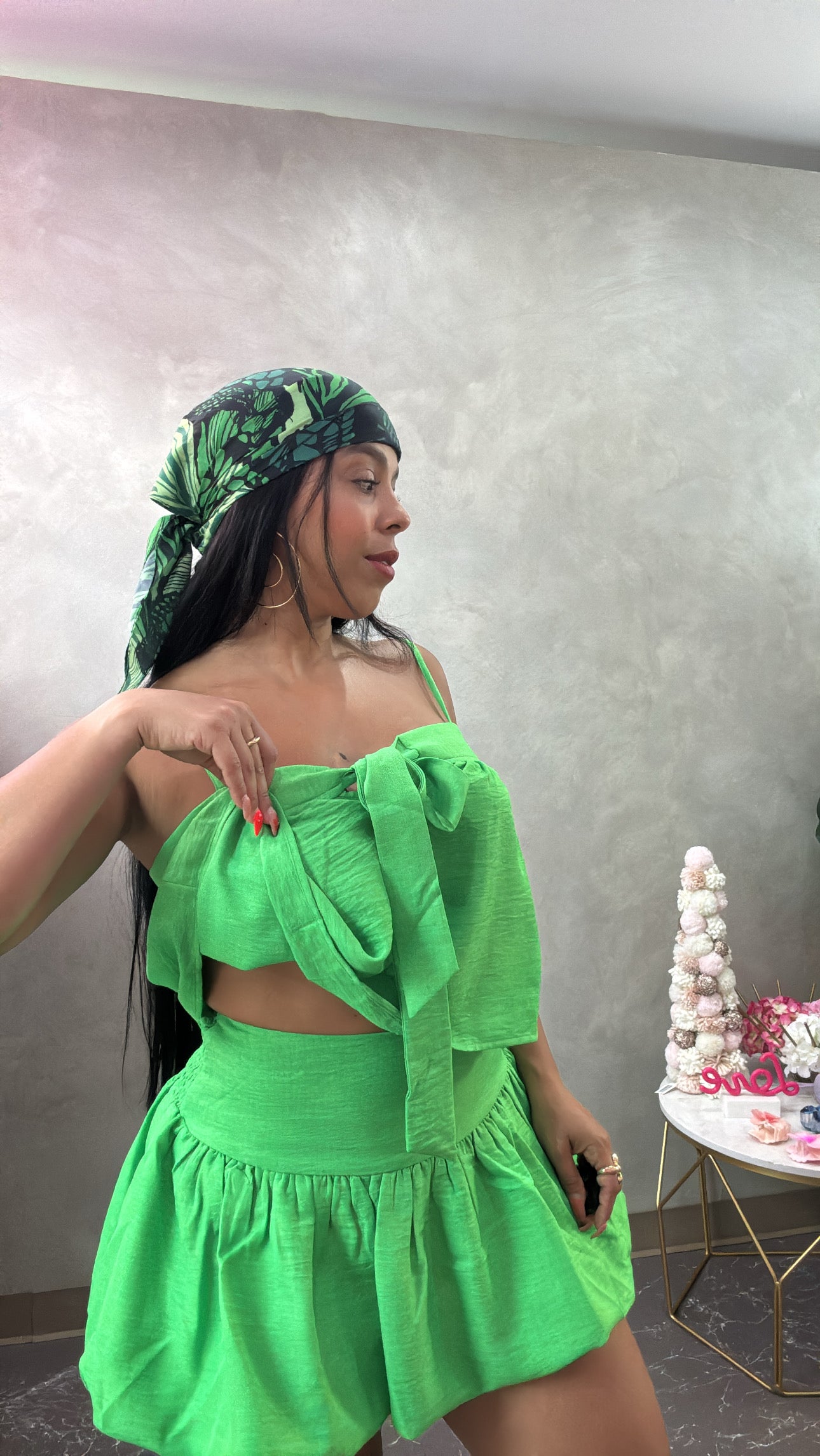 Green Skirt Set