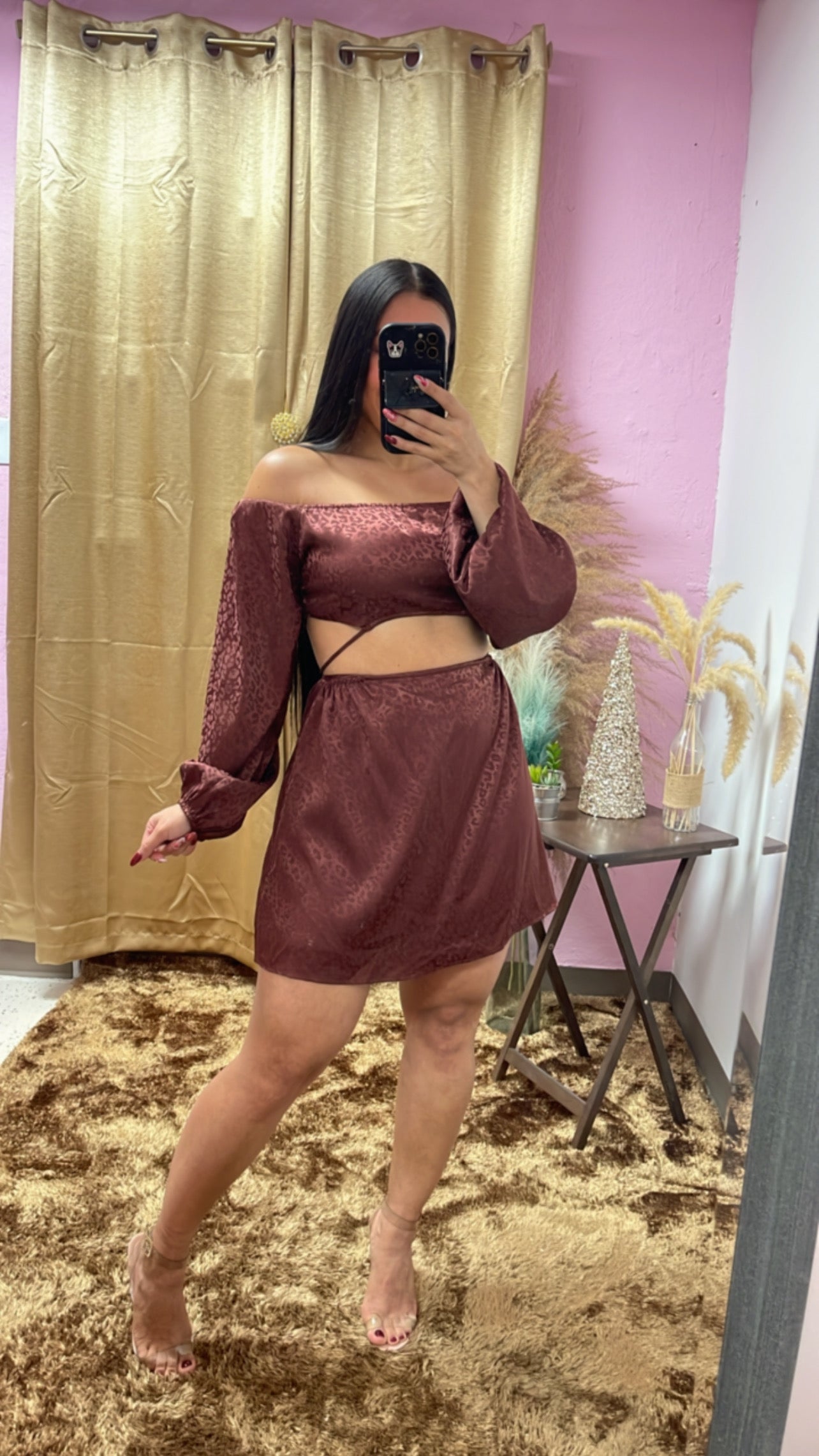 Satin off sholder dress