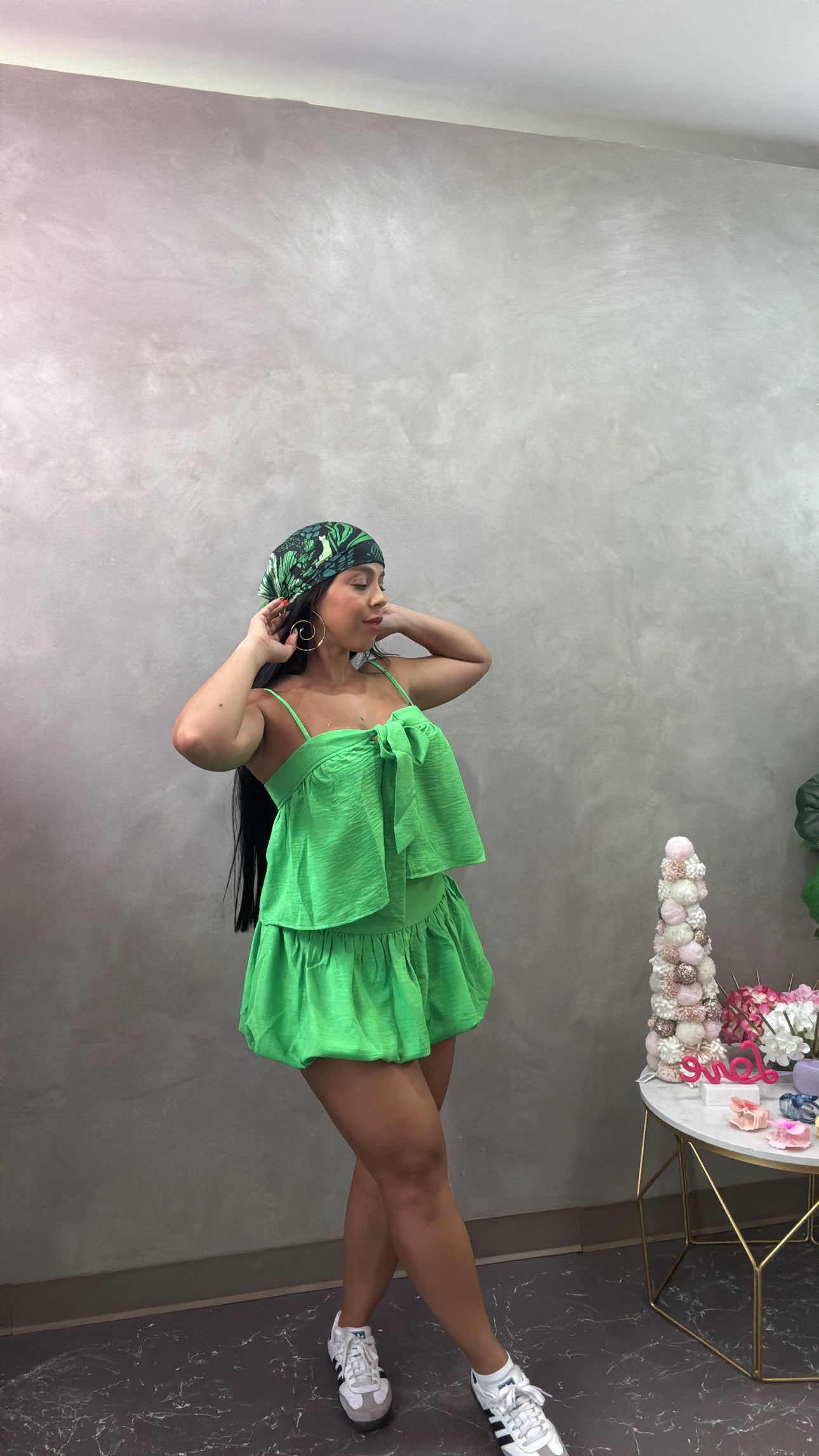 Green Skirt Set