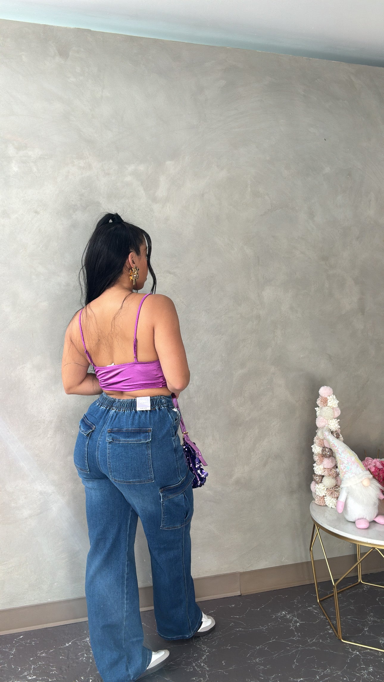 Purple Satin Crop
