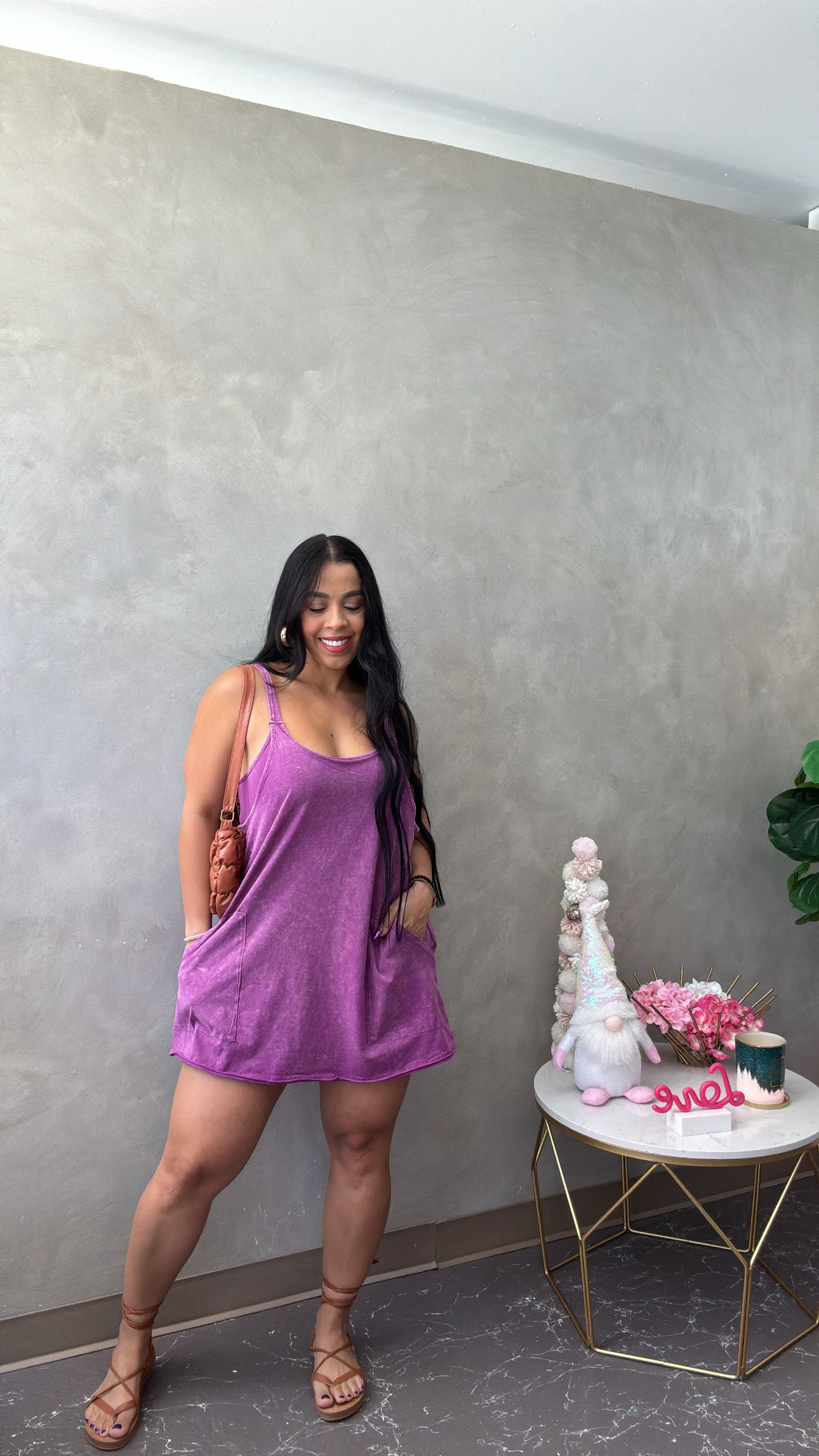 Purple Dress with Shorts