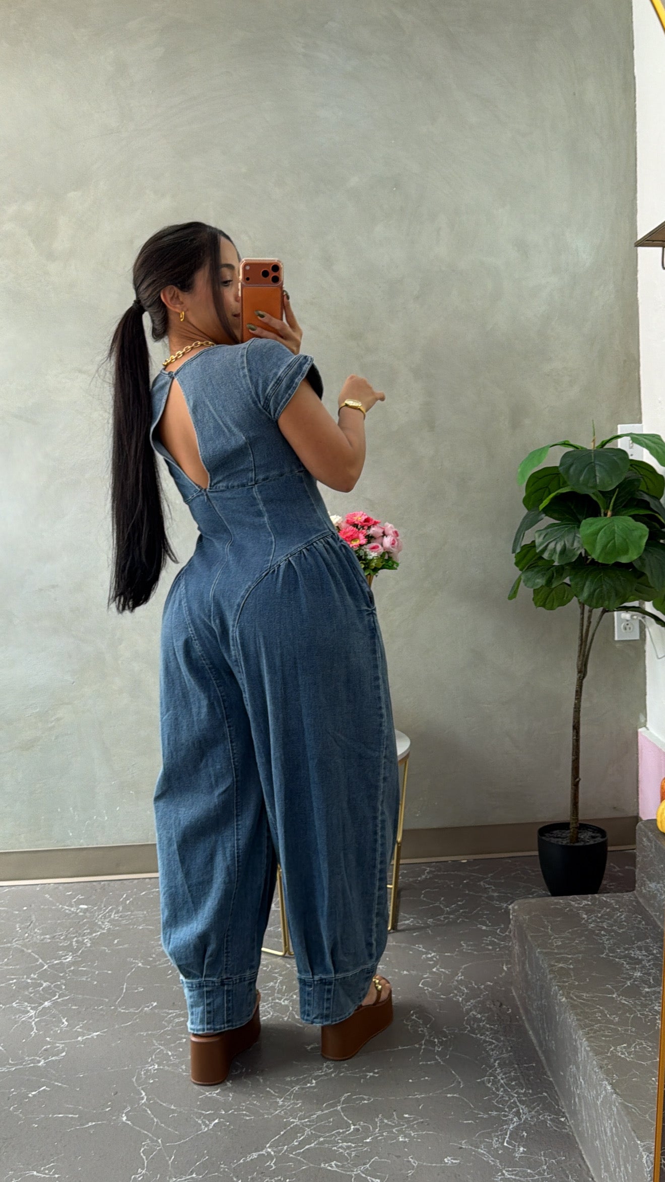 Denim Barrel Jumpsuit