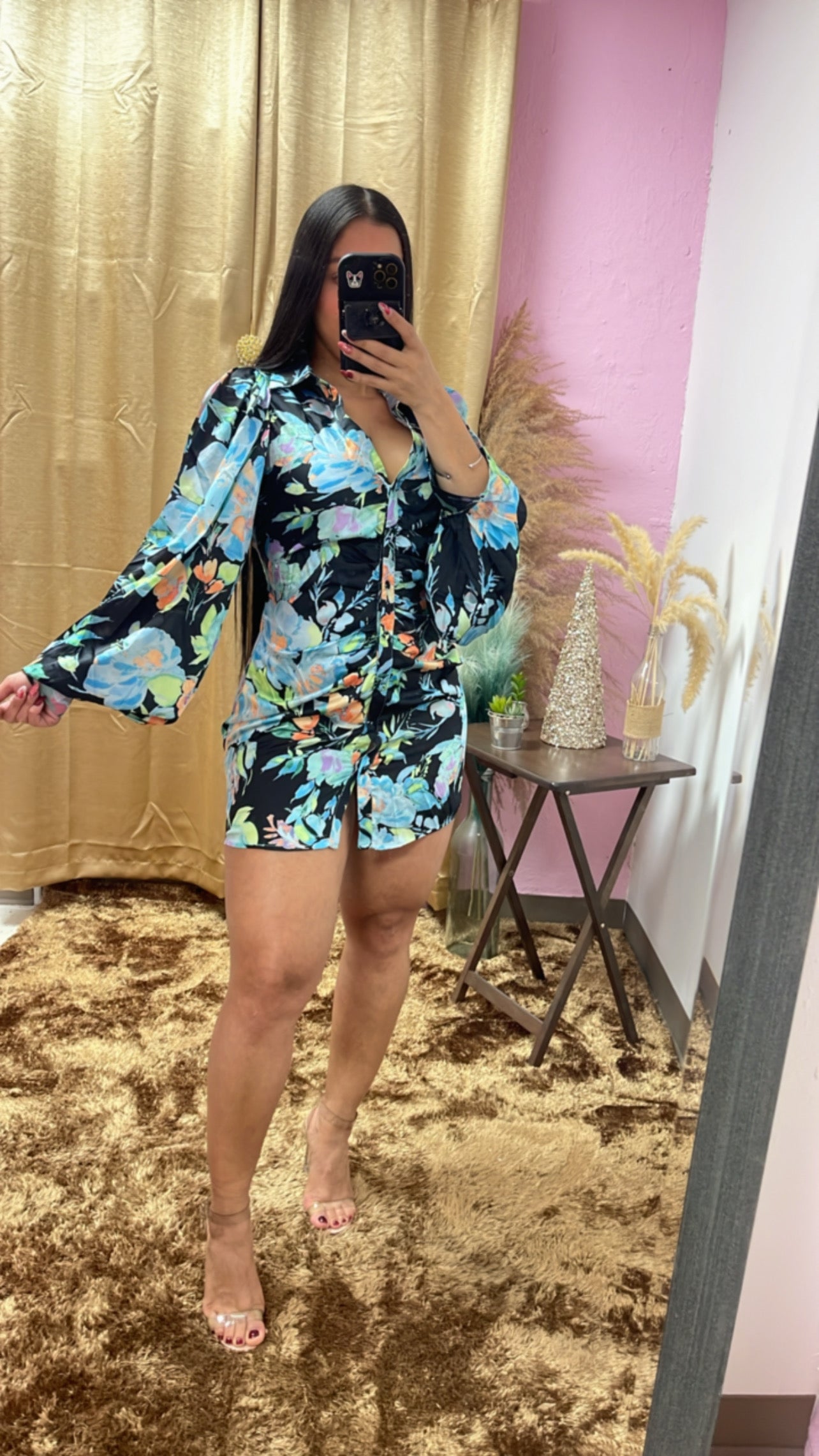 Satin Flowers Dress