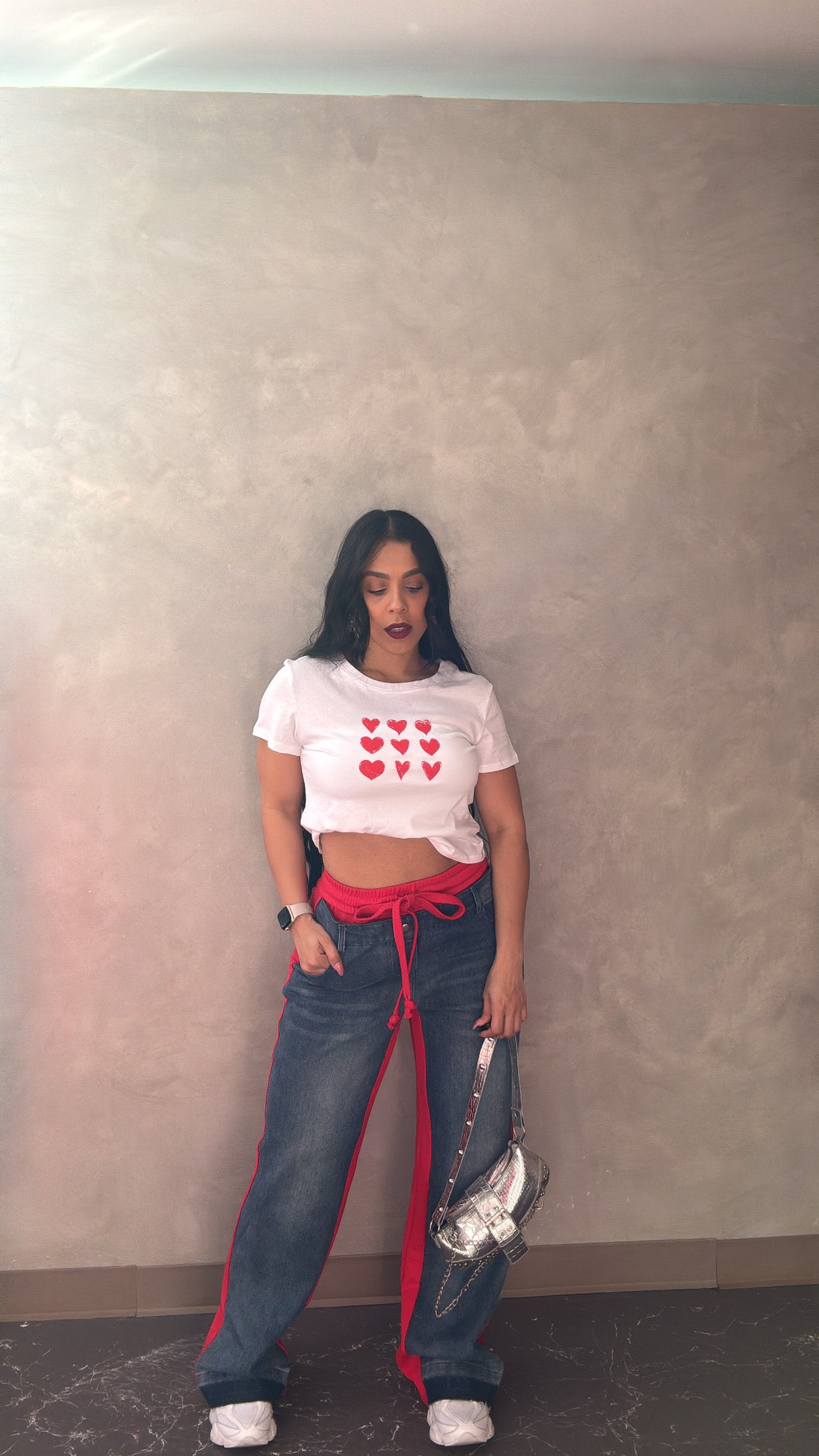 Red & Denim Jogger Pant