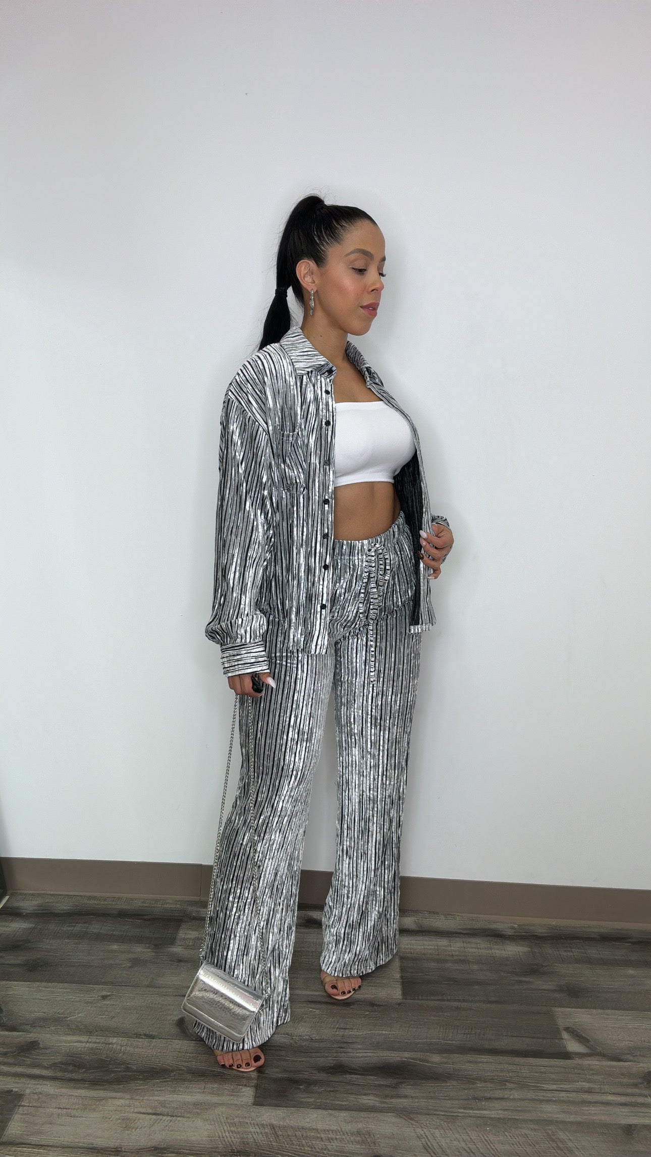Black & Silver Blouse Set
