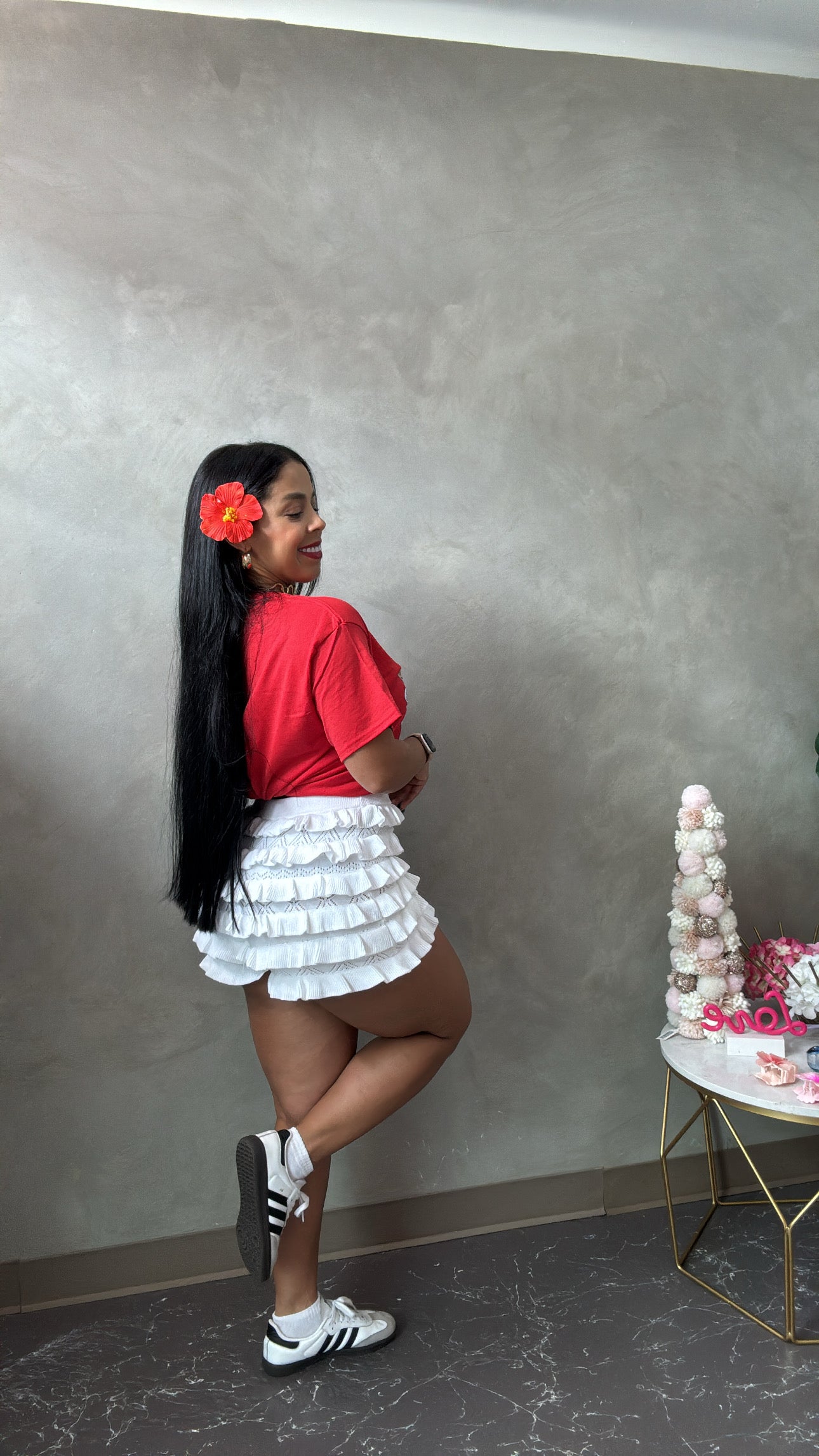 White Ruffle Short