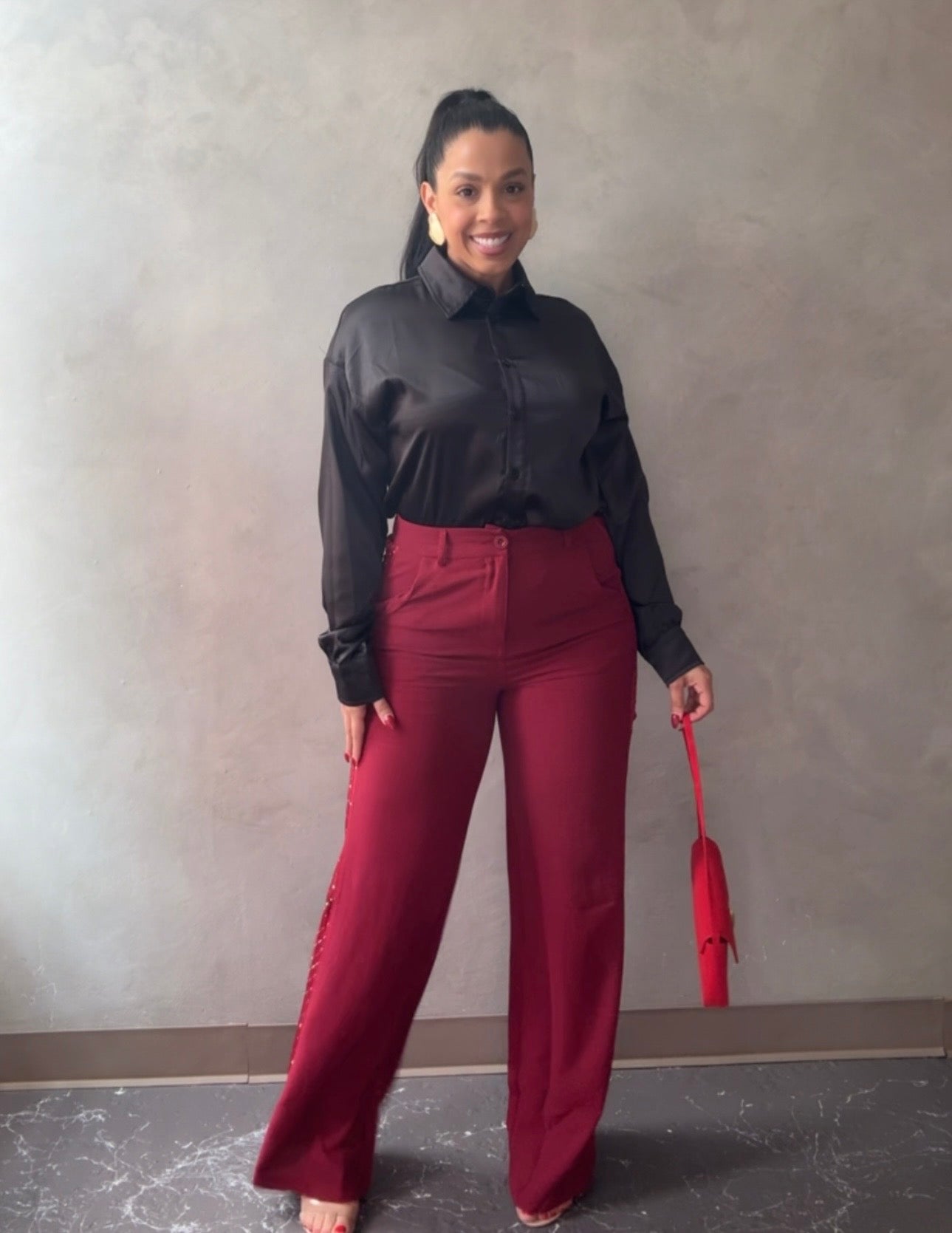 Lace detail trousers (2 colors)