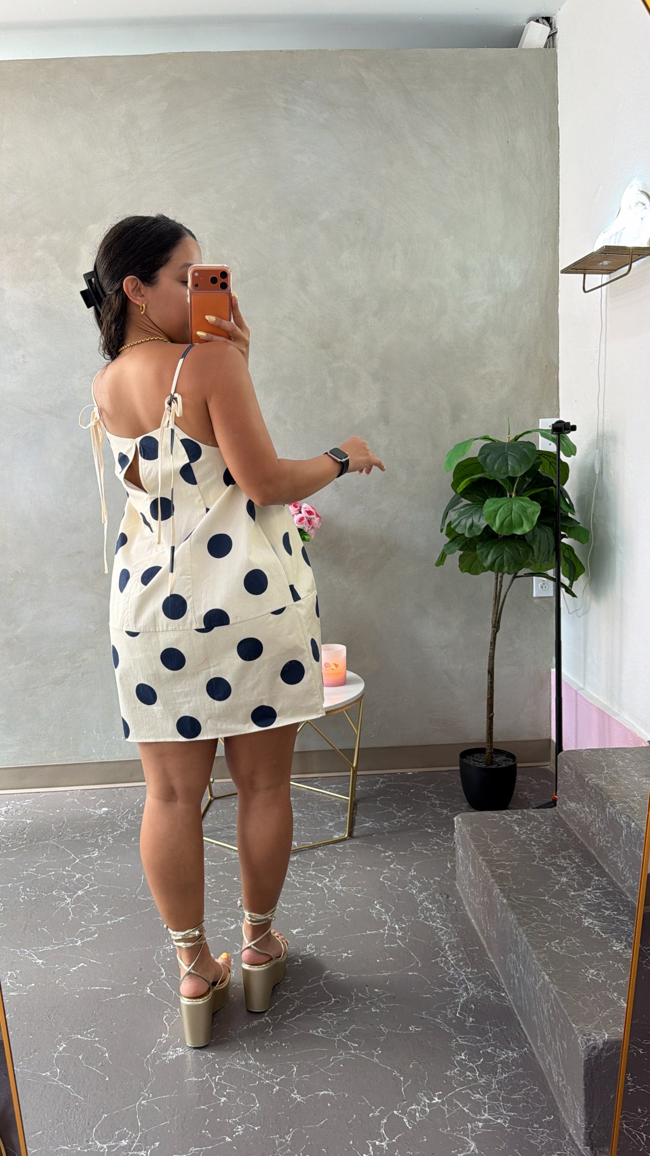Navy polkadots Dress