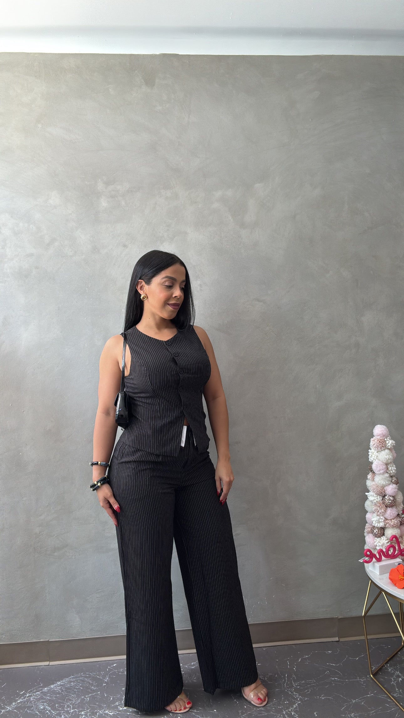Pinstripe vest top