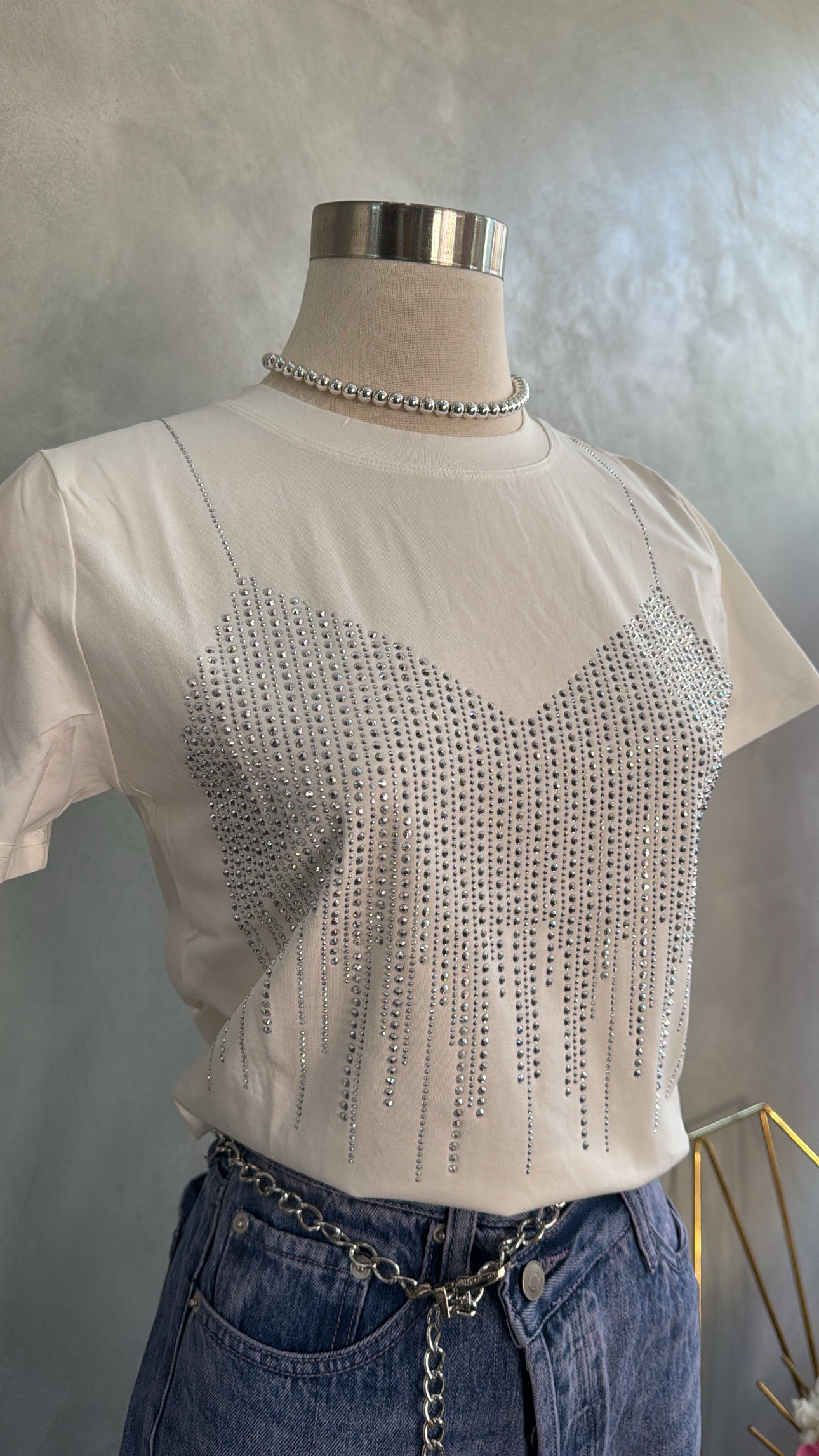 Rhinestone Crop T shirt ( 2 colors)