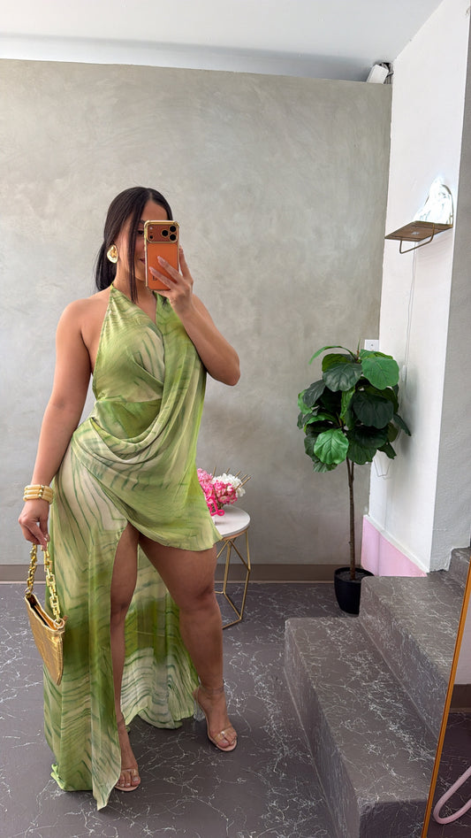 Lime Satin Maxi