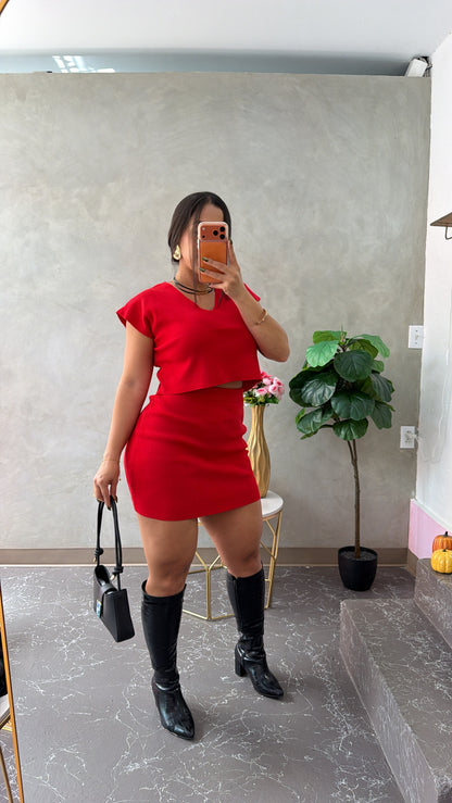Red Knit Set