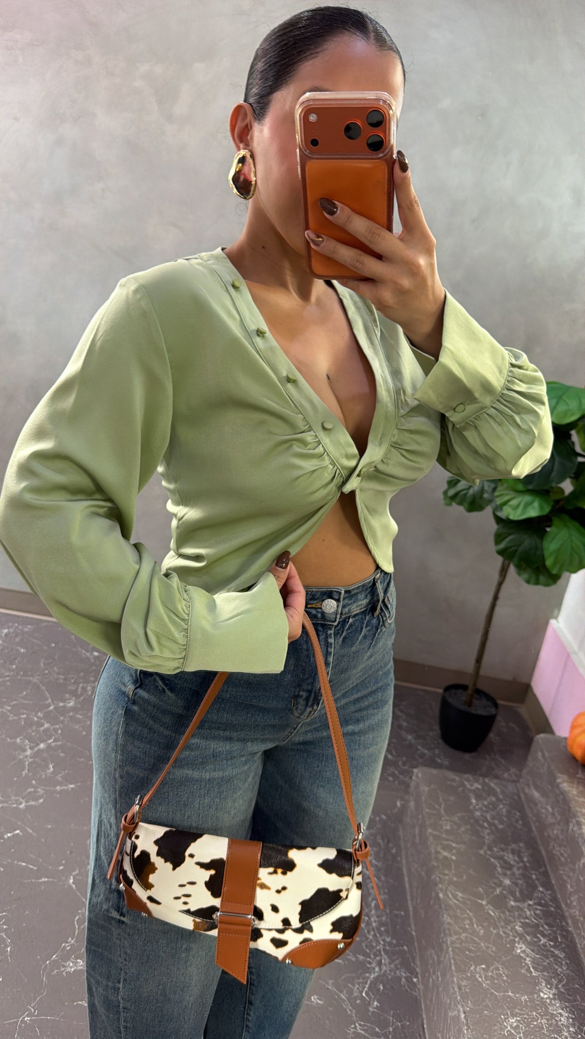 Emerald satin top