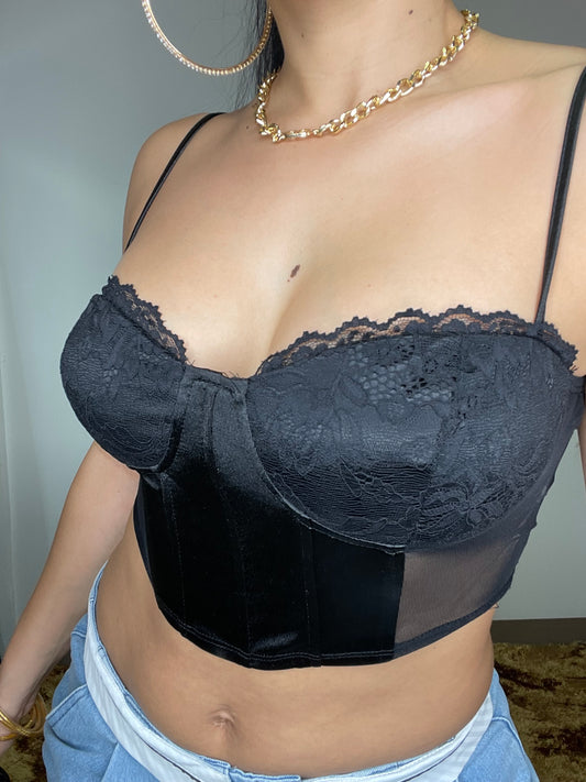 Satin & lace Crop top