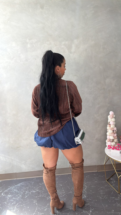 Brown shiny blouse