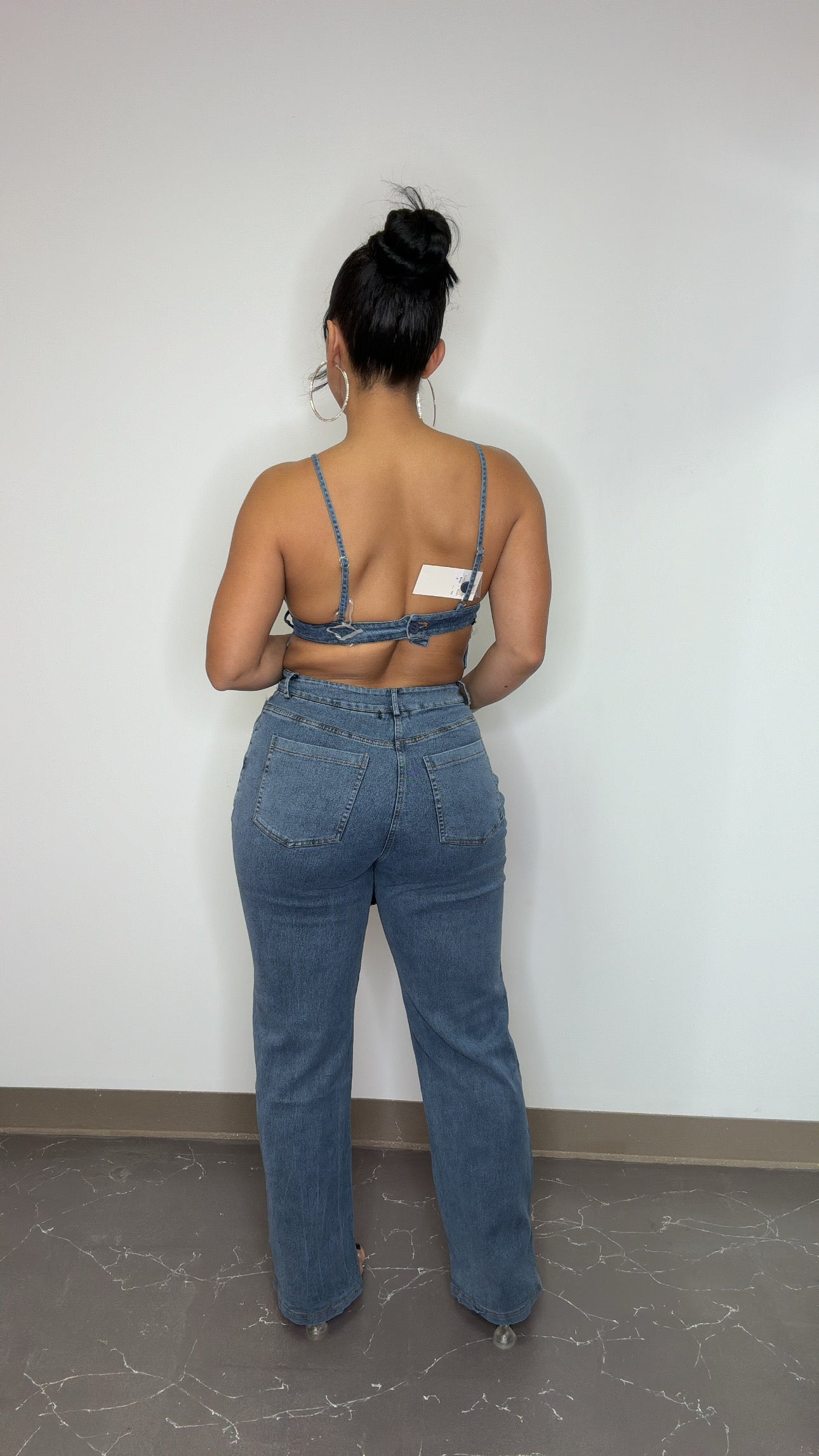 Denim Straight Pant Set (EXCLUSIVE)