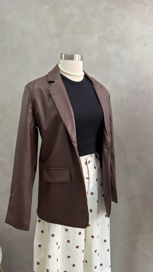 Chocolate Leather Blazer