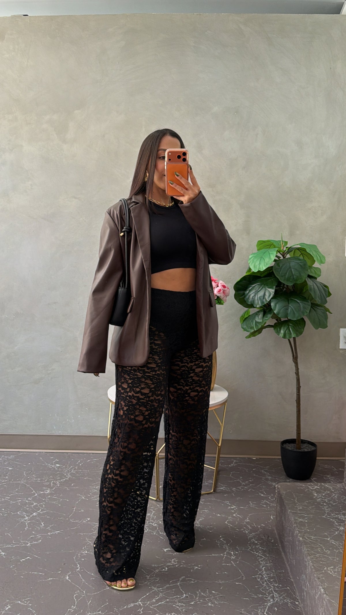 Chocolate Leather Blazer