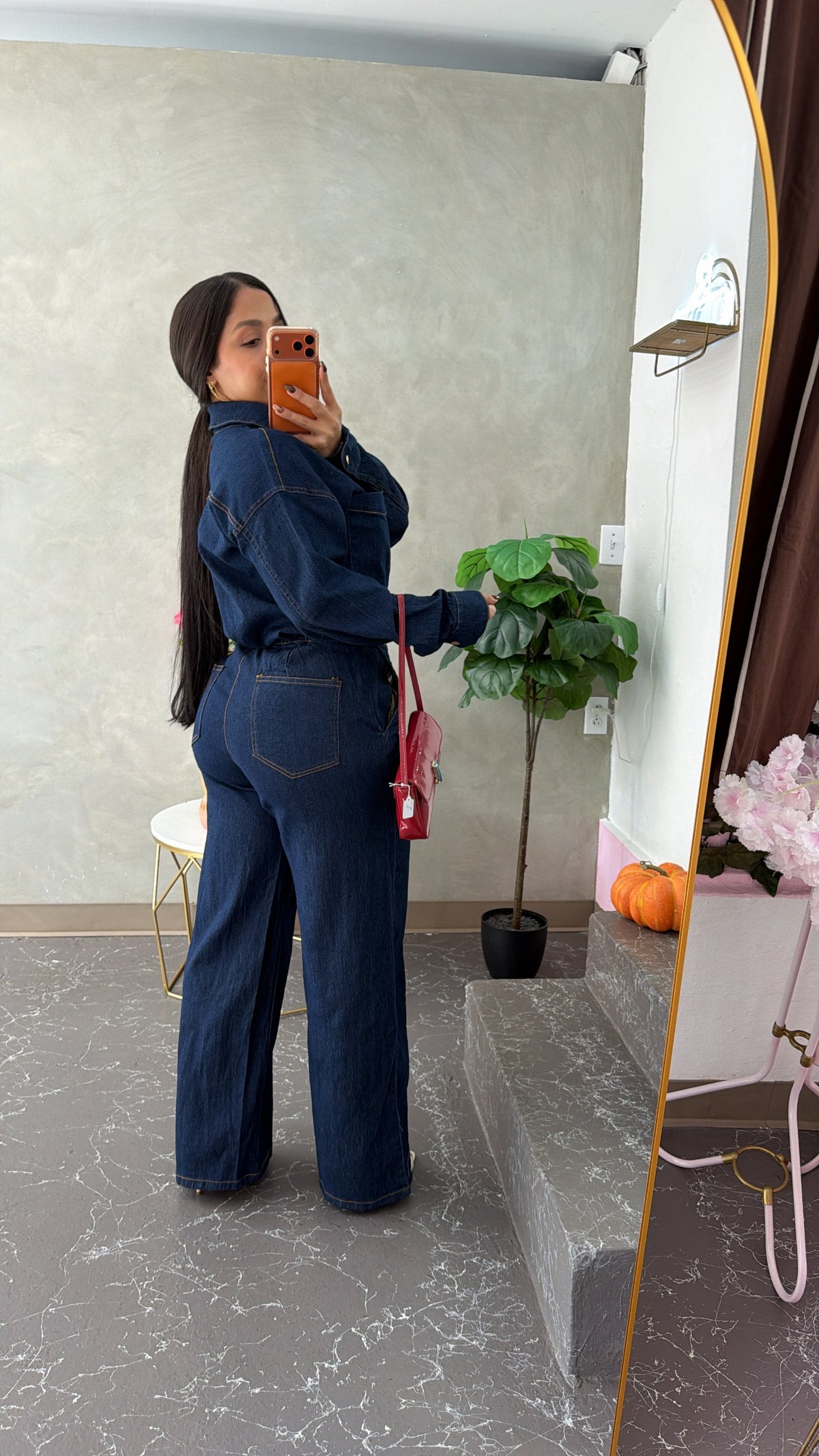 Denim Blouse & Pant Set