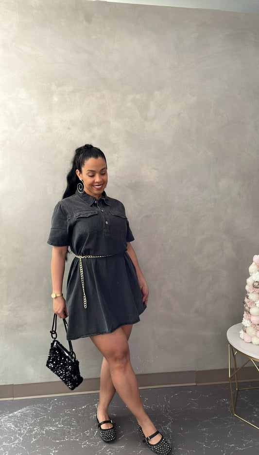 Black denim dress