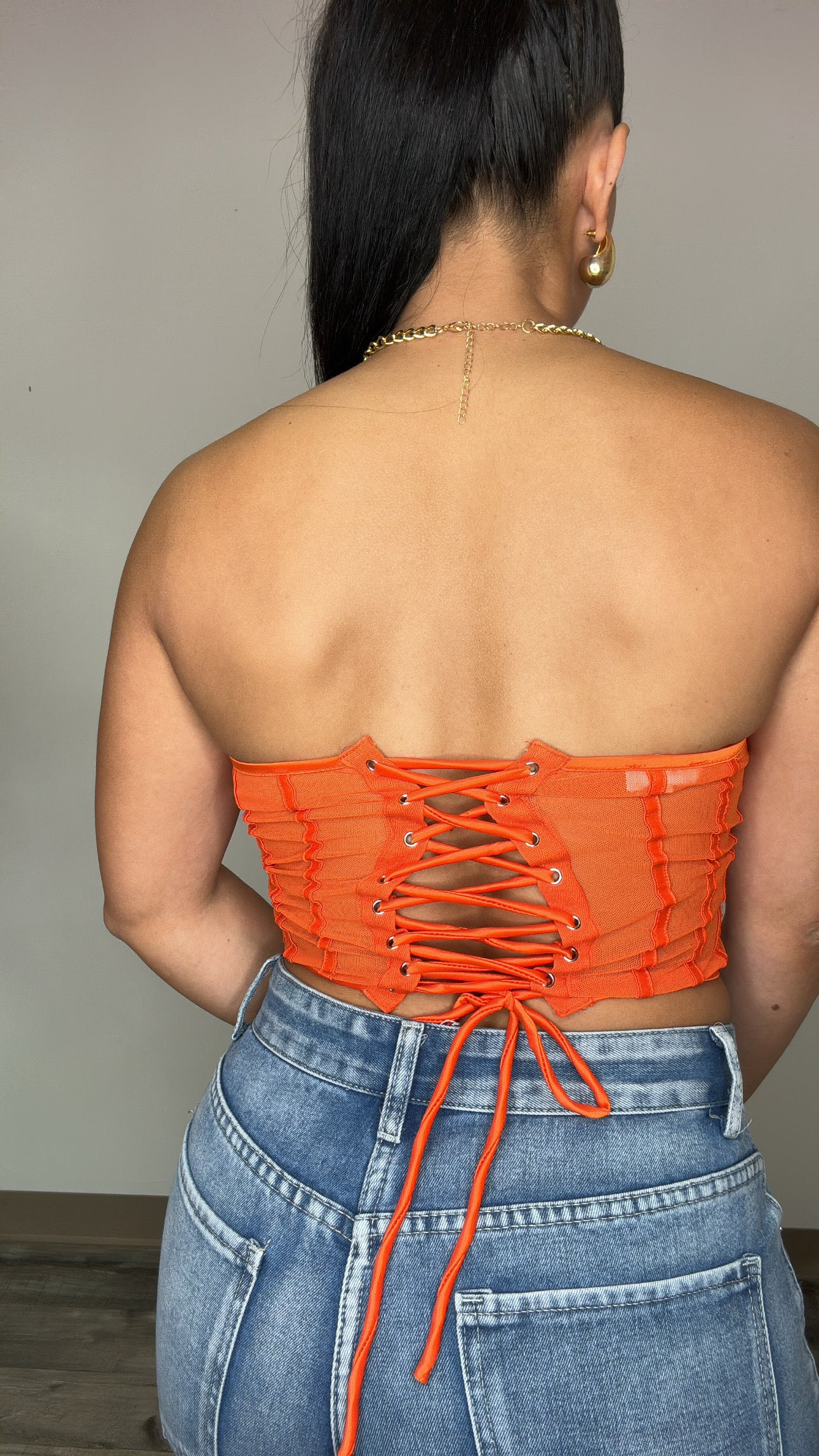 Orange Satin Tube Top