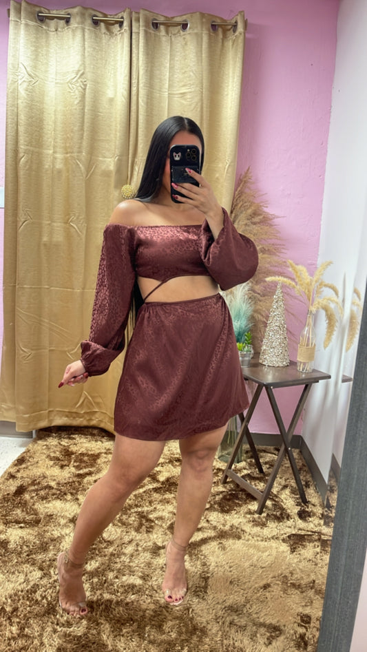Satin off sholder dress