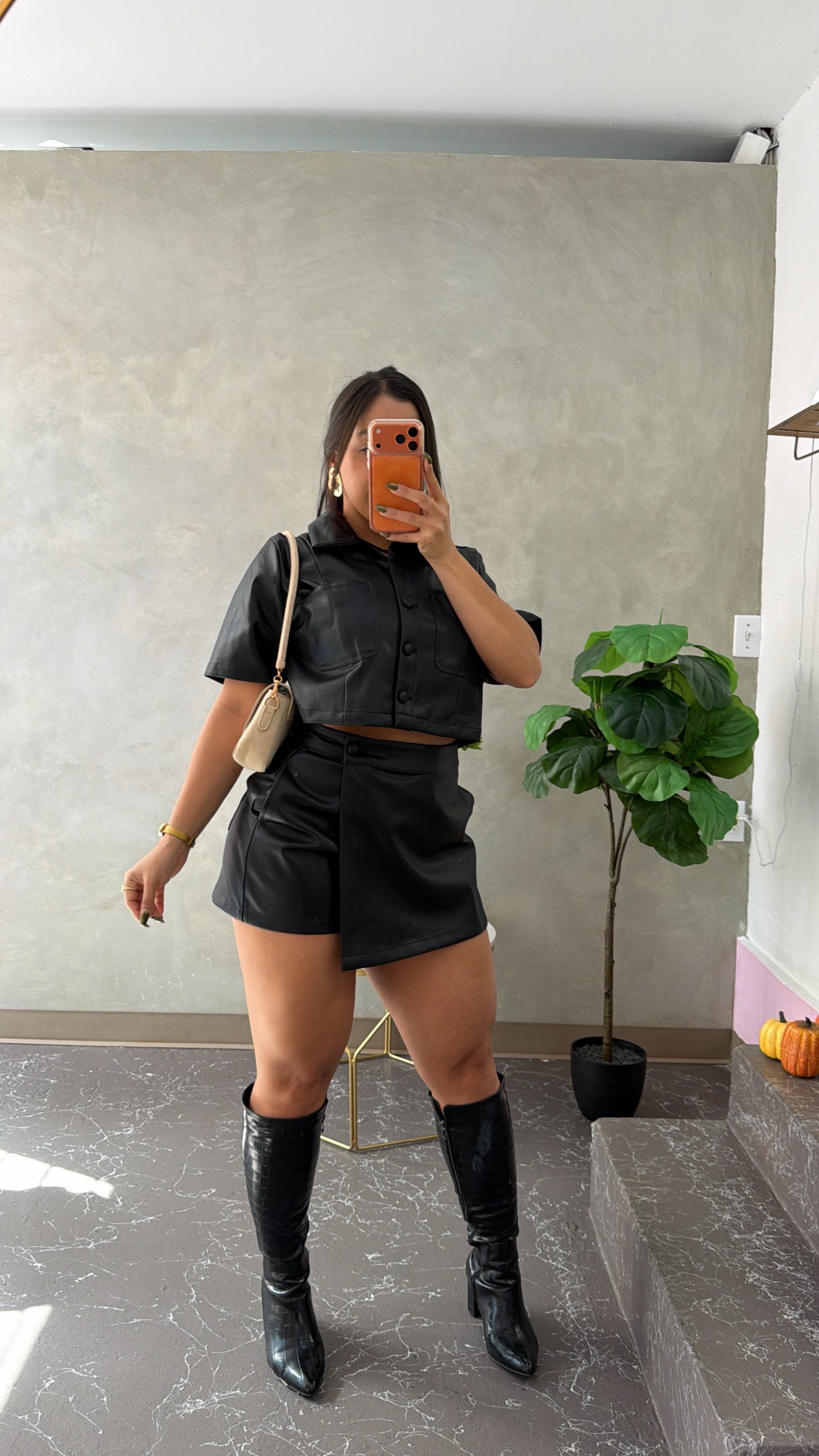Leather Skort Set