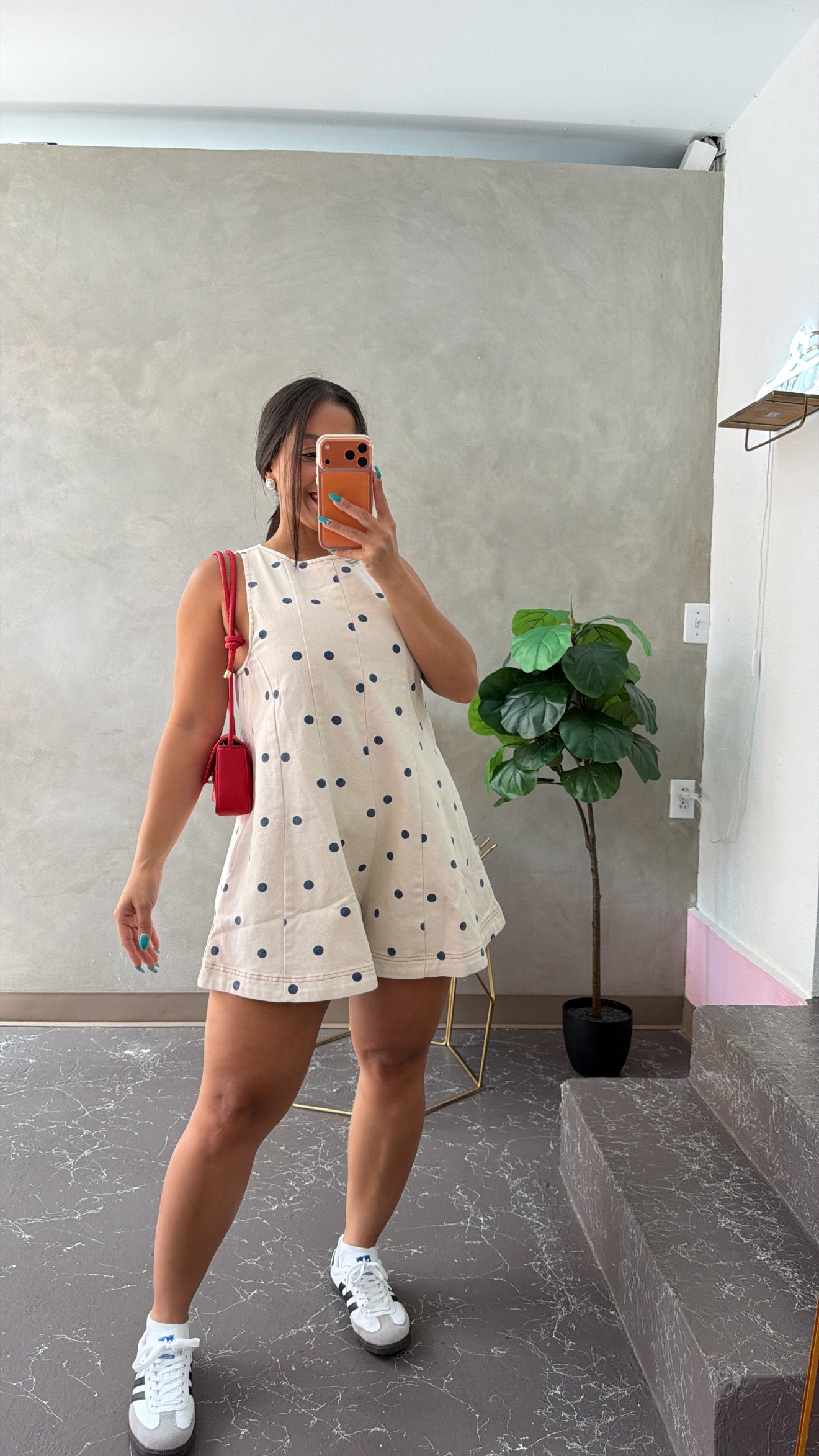 Navy Polkadots Romper