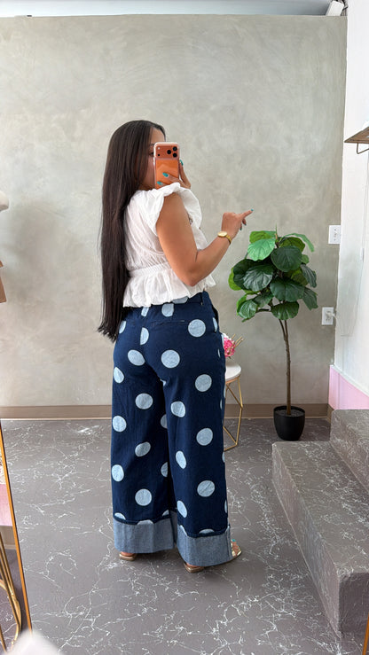 Dark denim polkadot jean