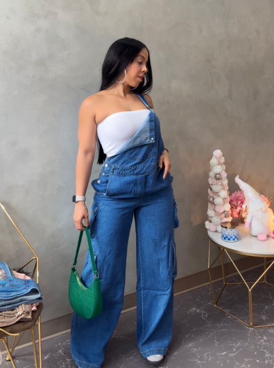 Denim Cargo Overall