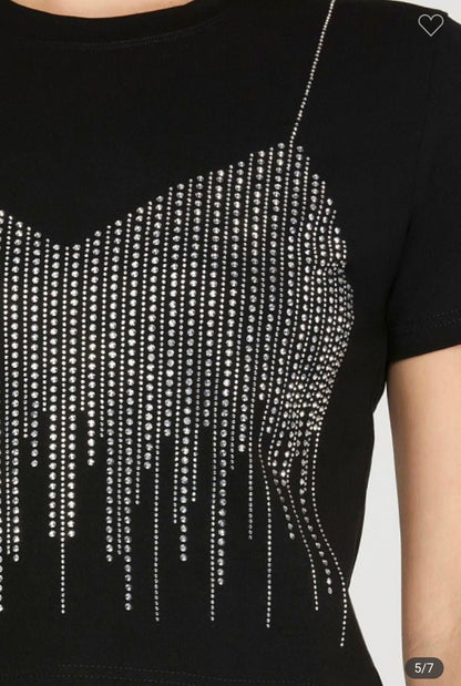 Rhinestone Crop T shirt ( 2 colors)