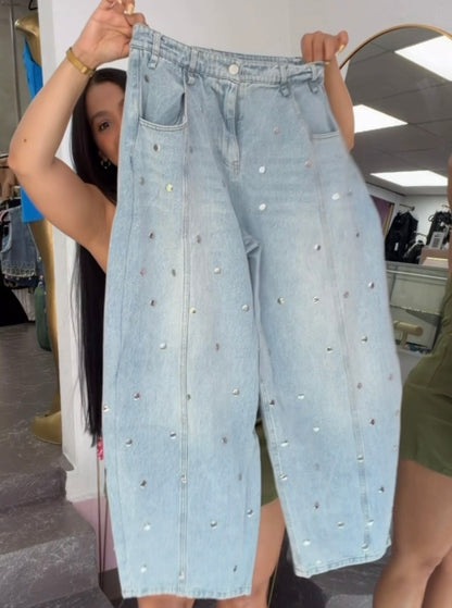 Studded Barrel Jean