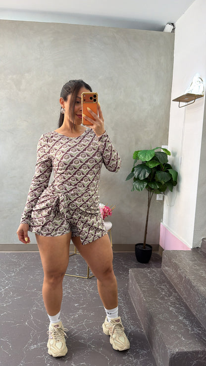Brown Bloom Romper