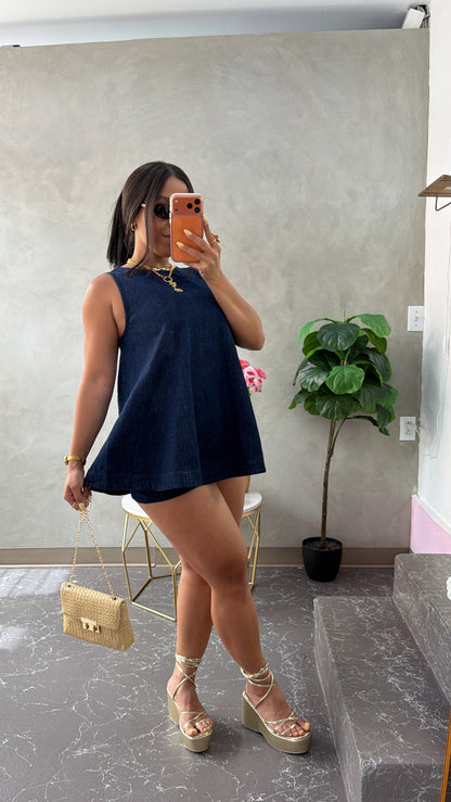 Denim Trapez Set