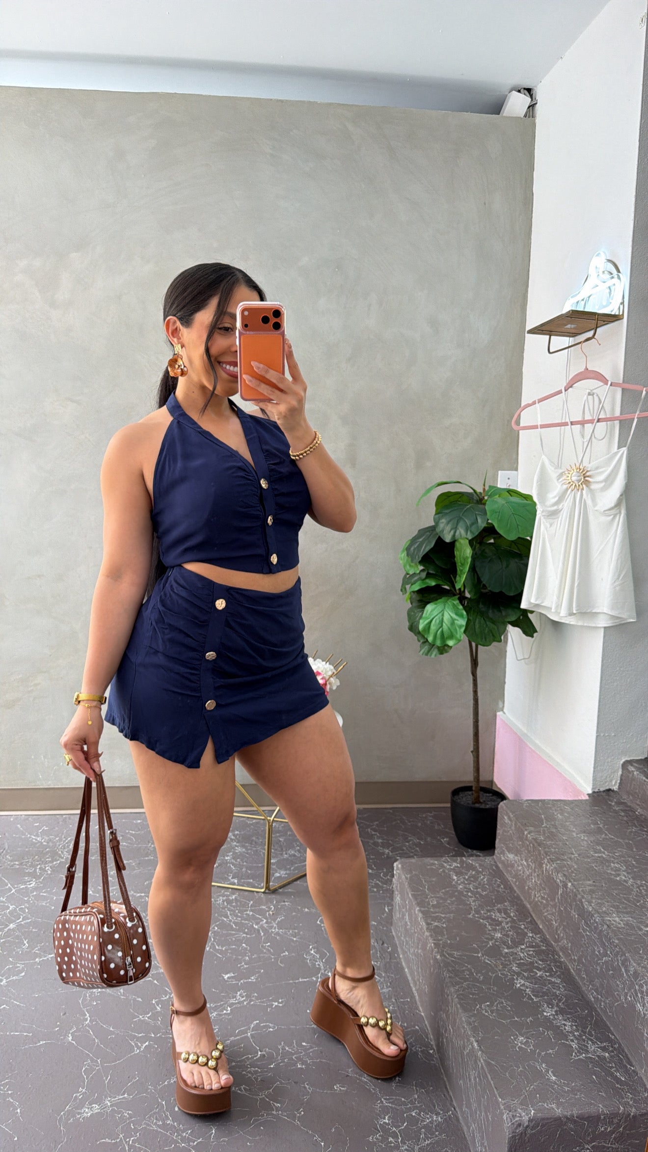 Navy Skirtpant Set