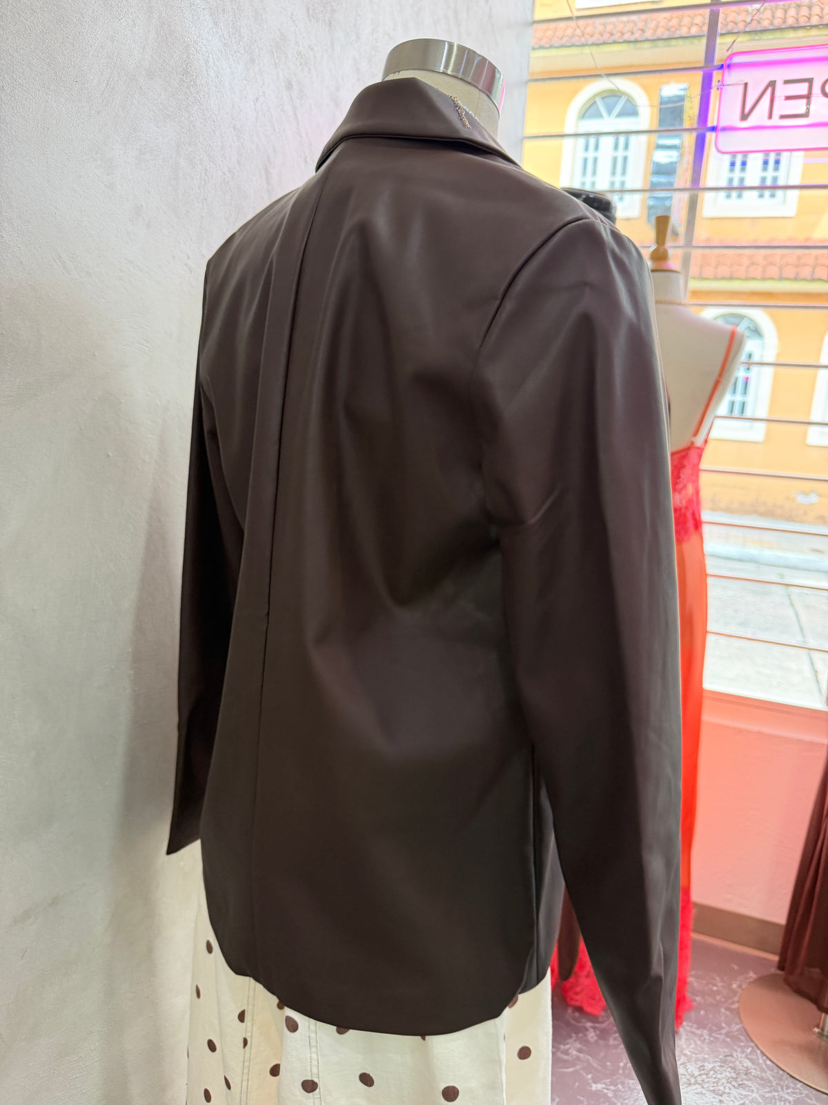 Chocolate Leather Blazer