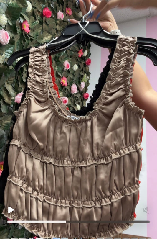 Satin Ruched Crop Top
