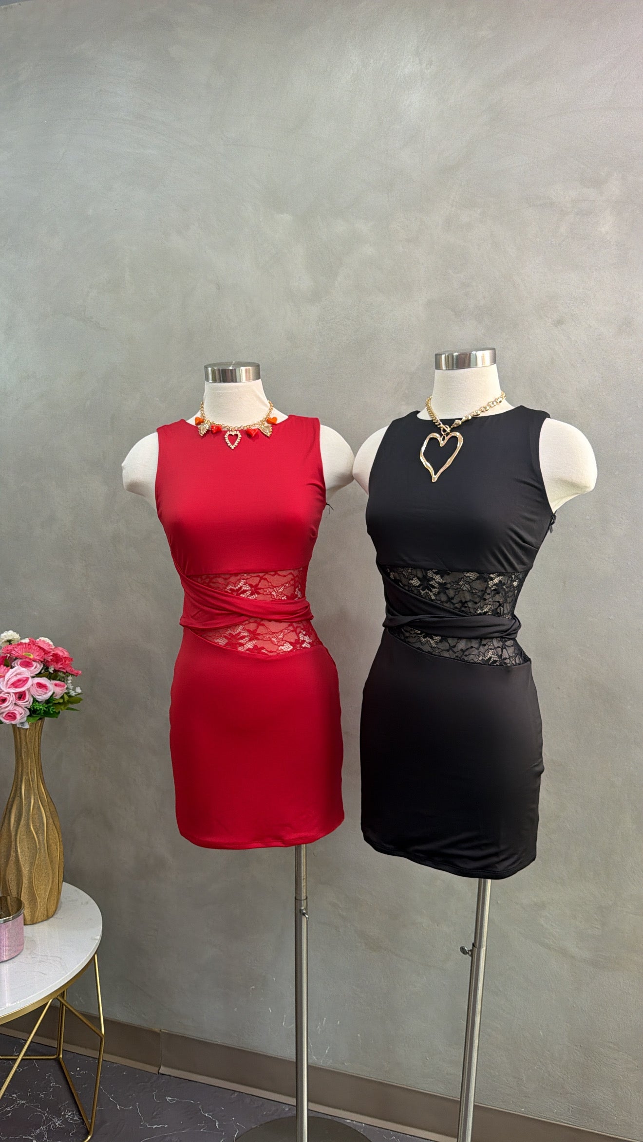 Lace detail mini dress