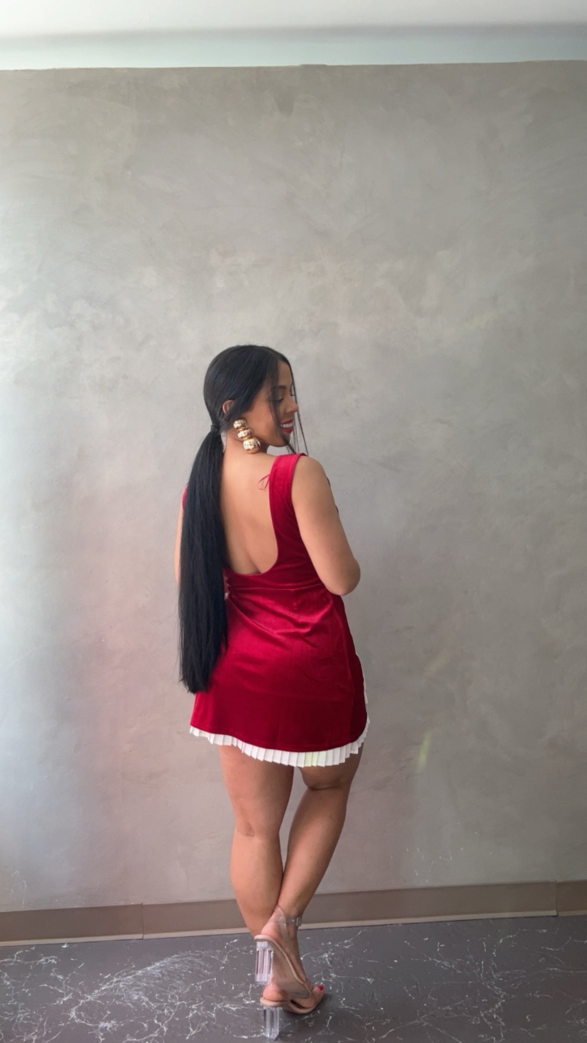 Red velvet dress