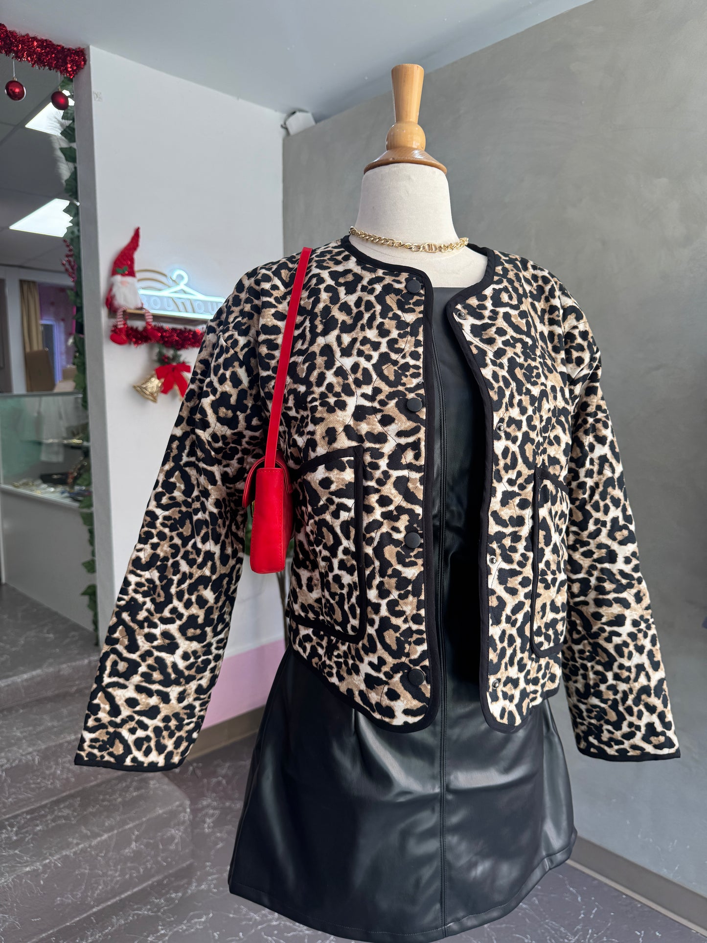 Leopard puff jacket