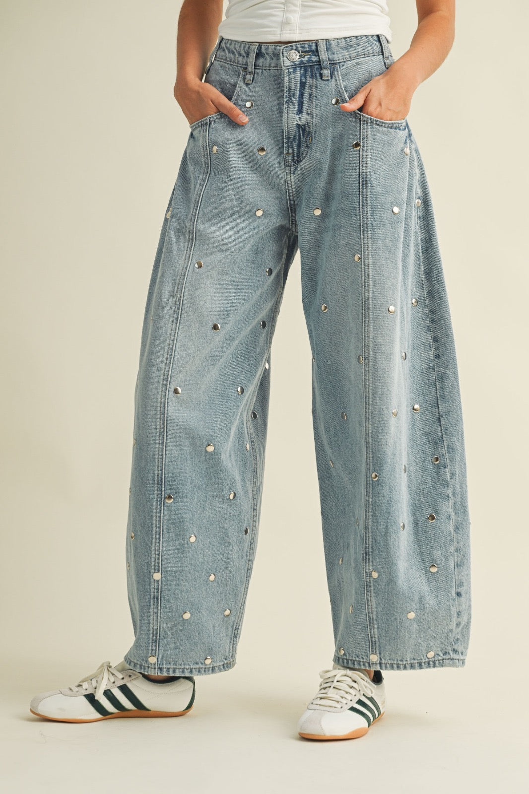 Studded Barrel Jean