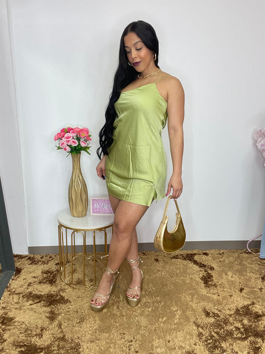 Lime one sholder Dress