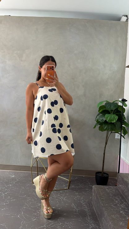 Navy polkadots Dress