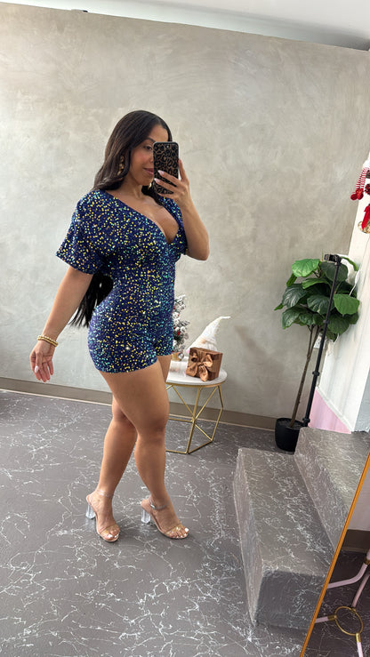 Blue Sequin Romper